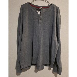 The Black Dog Shirt Men's 2XL Gray Henley Long Sleeve Waffle Knit Coastal Casual